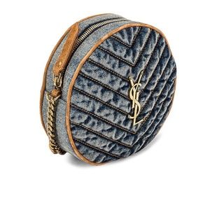 Saint Laurent Vinyle round camera bag matelasse chevron